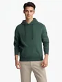 Premium men's dark green fleece hooded sweatshirt with drawstring in European sizing - Dark Green