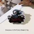 Creative Halloween Grim Reaper and ghost hair claw clip in dark cartoon style - Skeleton Rowing