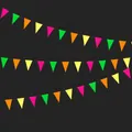 Vibrant fluorescent neon paper triangle bunting garland for glow party decorations - Triangle Flag Paper Garland / 2m