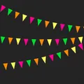 Vibrant fluorescent neon paper triangle bunting garland for glow party decorations - Triangle Flag Paper Garland / 2m