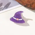 Purple glitter witch hat hair clip for spooky Halloween themed hairstyles and parties. - Small Witch Hat