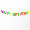 Colorful neon Happy Birthday paper banner garland for party decoration - Happy Birthday Fluorescent Banner / S