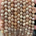 Natürliche facettierte Sonnenstein-Perlen für die DIY-Schmuckherstellung, Stränge - Sonnenstein