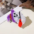 Acetate Halloween ghost hair claw clip featuring a purple witch hat and red broom detail - Ghost Broom