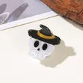 Halloween skull hair clip with witch hat design, spooky acrylic hair accessory for party - Small Skeleton in Hat
