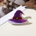 Purple acetate witch hat hair claw clip for Halloween with star patterns and belt detail - Witch Hat