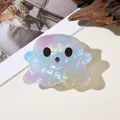 Iridescent ghost-shaped hair claw clip for Halloween with pearlescent acrylic finish - Cute Tiny Mouth Ghost Large