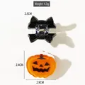 Set of Halloween glitter hair clips featuring orange pumpkin and black bat designs - Little Pumpkin Green