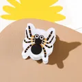 Quirky Halloween spider-shaped hair claw clip with yellow stripes in white and black - Small Spider