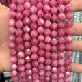 Hochwertige facettierte, leuchtend rosa Natursteinperlen für DIY-Schmuckzubehör - Fuchsia