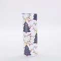 Detailed view of 20oz skinny vacuum insulated tumbler with festive Christmas tree pattern - Style 8 (White String Light Tree)