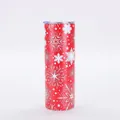 20oz skinny tumbler featuring festive white snowflake patterns on a vibrant red background - Style 7 (Bright Red Star Snowflake)