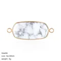 Natural Howlite stone connector in rectangular shape with gold loops for DIY jewelry - Dual-Hole Connector / Howlite