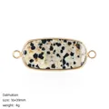 Rectangle dalmatian jasper stone connector for DIY jewelry with gold plated frame - Dual-Hole Connector / Dalmatian Jasper