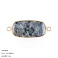 Natural Larvikite gemstone double-hole connector for DIY jewelry with a gold-plated frame - Dual-Hole Connector / Larvikite