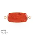 Red jasper double-hole stone connector pendant for DIY jewelry making 16x39mm - Dual-Hole Connector / Red Jasper