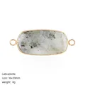 Natural Labradorite stone double-hole rectangular connector for DIY jewelry making - Dual-Hole Connector / Labradorite