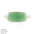 Natural green aventurine rectangle connector pendant with gold frame, 16x39mm - Dual-Hole Connector / Green Aventurine