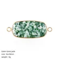 Natural green grass jade rectangular double-loop connector for DIY necklace making - Dual-Hole Connector / Green Grass Jade