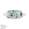 Natural Kiwi Stone rectangular connector with gold frame for DIY jewelry projects - Dual-Hole Connector / Kiwi Stone