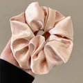 Oversized champagne satin scrunchie hair tie with soft silky texture and 15cm diameter - 13cm / Champagne