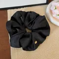 Coletero grande de satén negro, 18 cm de diámetro, elegante accesorio de pelo. - 18cm / Negro