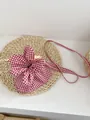 Small red and white gingham flower-shaped drawstring crossbody mobile phone bag - Red Checkered Style / Red