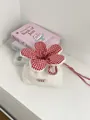 Cute white sherpa crossbody bag with red gingham flower drawstring closure - Sherpa Style / Cream White