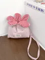 Cute pink crossbody bag featuring red gingham floral opening and silver star patterns. - Star Canvas Style / Pink
