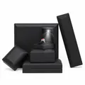 Premium mattschwarzes Schmuckschatullen-Set mit LED-Spot für Ringe und Anhänger - Ringbox (6.5x6x5cm) / Schwarz