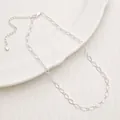 Collar de cadena minimalista de cobre plateado con cadena de extensión y dije de corazón - Cadena de Clavícula (XL0598) / Plateado