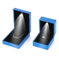 Exklusives blaues LED Schmuckbox-Set für Halsketten und Verlobungsringe Aufbewahrung - Ringbox (6.5x6x5cm) / Glossy Blau