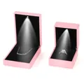 Elegant pink LED jewelry box variant set for rings and necklaces featuring bright spotlights - Glossy Pink