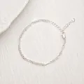 Collar de cadena minimalista bañado en plata con extensor ajustable de dije de corazón - Pulsera (XL0637) / Plateado