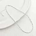Elegante collar de cuentas de cobre plateado con cadena de extensión de 36+5cm - Cadena de Clavícula (XL0638) / Plateado