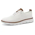 Breathable white mesh casual men's loafers with brown leather accents and slip-on design - 40 / White