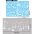 Witte kerstraamstickers met sneeuwvlokken en rendieren, set van 4 vellen - Kerst Lineaire Stijl Set (BQ803ABCD)