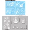 Gedetailleerde afmetingen van de kerst raamstickers met Kerstman en kerstballen - Kerst en Nieuwjaar Set (BQ852ABCD)