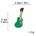 Grüner Gitarren-Stickpatch Musikinstrument DIY Kleidung Dekoration 3,2x9,3cm Größe - Grün Gelb Rot Gitarre (GZ-2682)