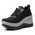 Profilo laterale di sneakers platform in mesh traspirante da donna con suole a zeppa a dondolo - 38 / Grigio nero