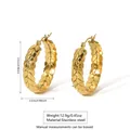 Eleganti orecchini a cerchio in acciaio inox placcati oro 18K con motivo a spiga - Orecchini / Oro