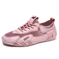 Stylish pink women's breathable mesh sneakers for summer outdoor casual walking and running - 38 / F663 Series / Pink