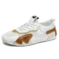 Sneakers da corsa da donna in mesh bianco e marrone per abbigliamento casual all'aperto - 38 / Serie F663 / Oro bianco
