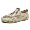 Scarpe casual da esterno beige in rete traspirante con stampa DBECI e suola in gomma - 38 / Serie F663 / Colore sabbia