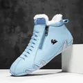 Hellblaue Damen Winterschuhe gefüttert mit weicher Sohle und Reißverschluss Design - 38 / Plüschgefütterter Baumwollschuh (7003M) / Blau