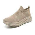 Comfortable beige breathable knit sock sneakers for daily casual wear - 40 / Khaki