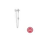 Elegant S925 sterling silver tassel stud earring with sparkling four-petal moissanite flower - Four-Leaf Clover Tassel Style (M60201001088A) / 925 Silver / 1 Piece/Pack / White Gold