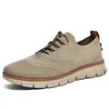 Scarpa casual da uomo in maglia traspirante beige con suola bianca e lacci scuri - 40 / Cachi