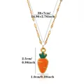Detailed size chart for golden necklace with a cute orange enamel carrot pendant charm - Orange Carrot Pendant (G7138416)