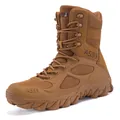 Professional coyote brown high-top breathable tactical combat boots for outdoor hiking - Brown